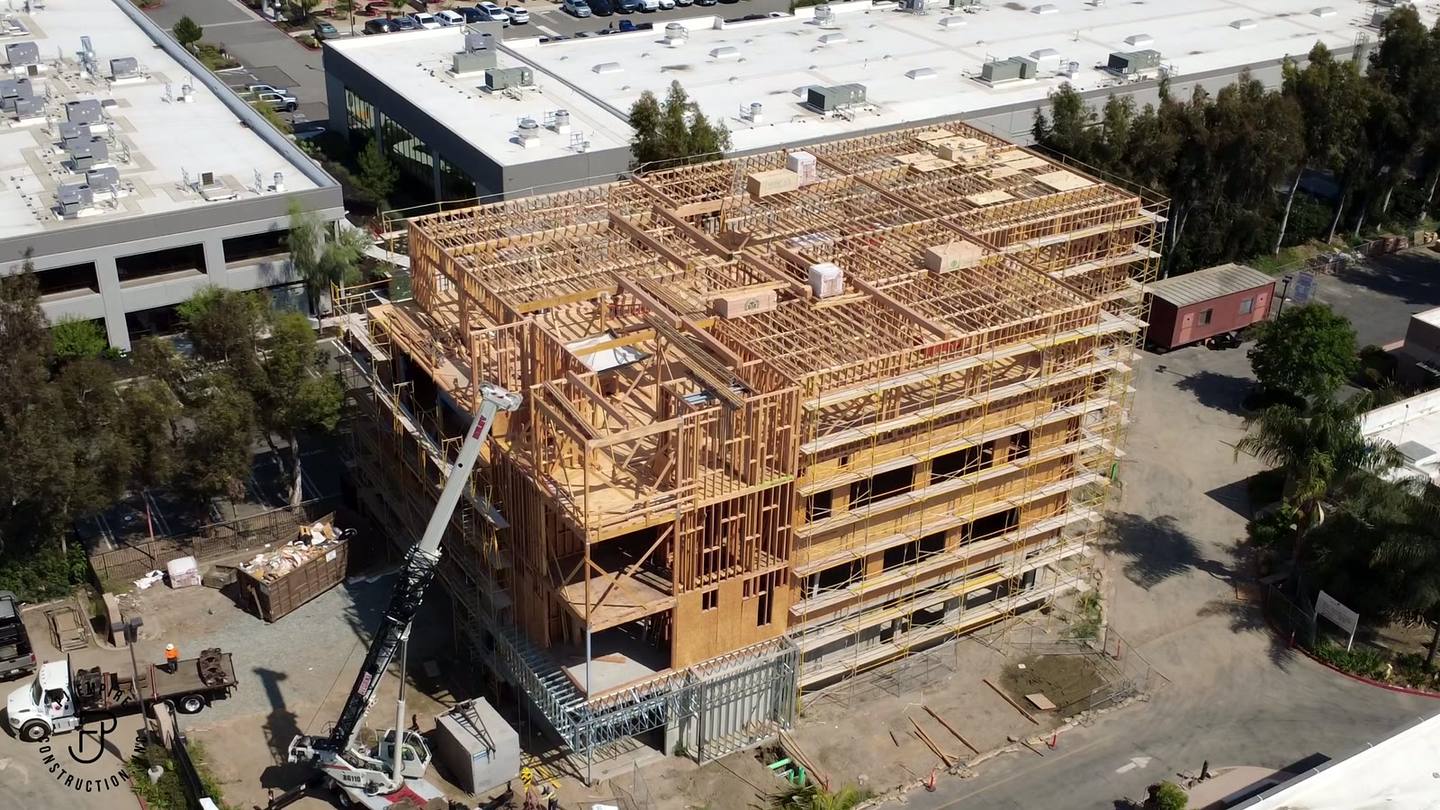 Framing elevation with crane working