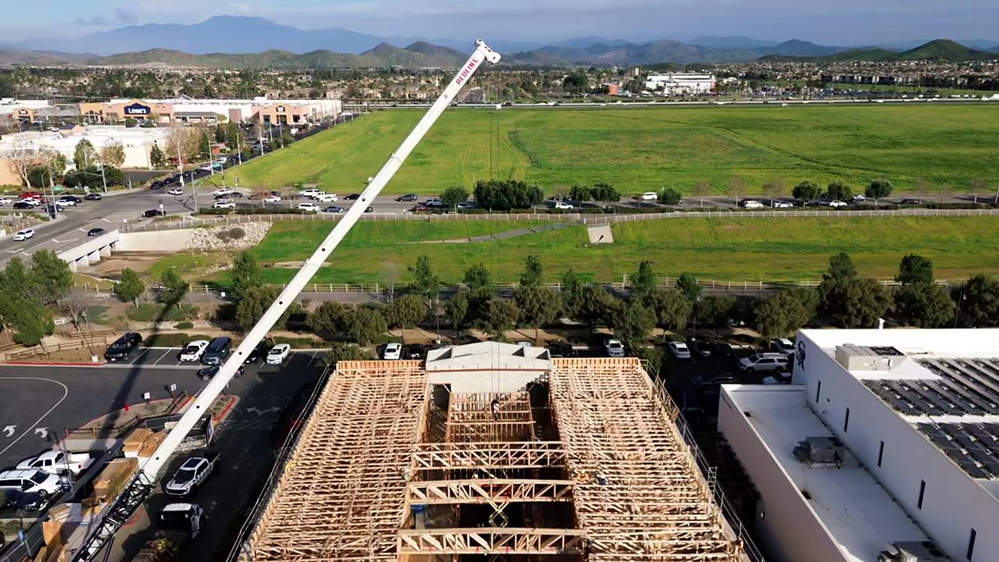 Crane over the Santa Rosa Academy truss field