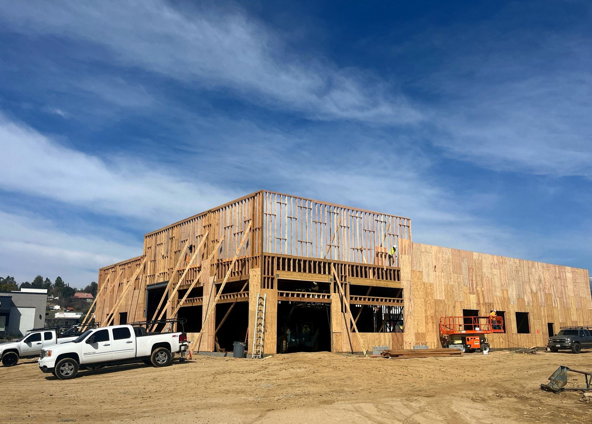 Yucaipa Pointe retail buildings framed