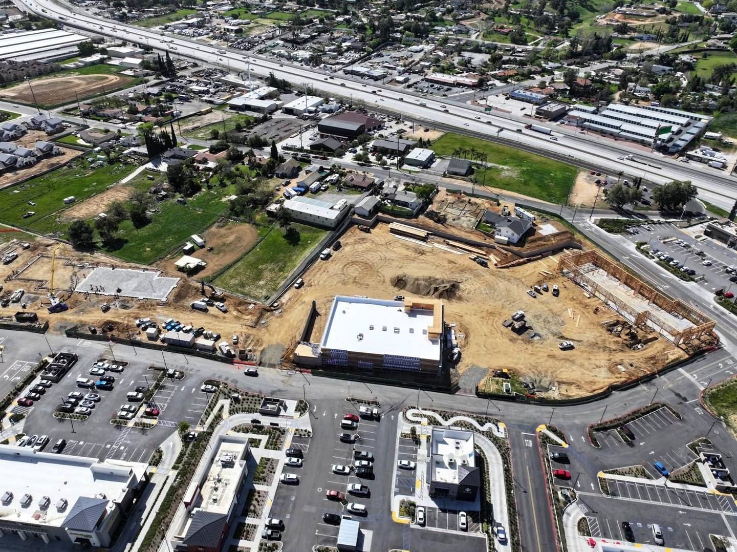 The site from above, streets and center around it