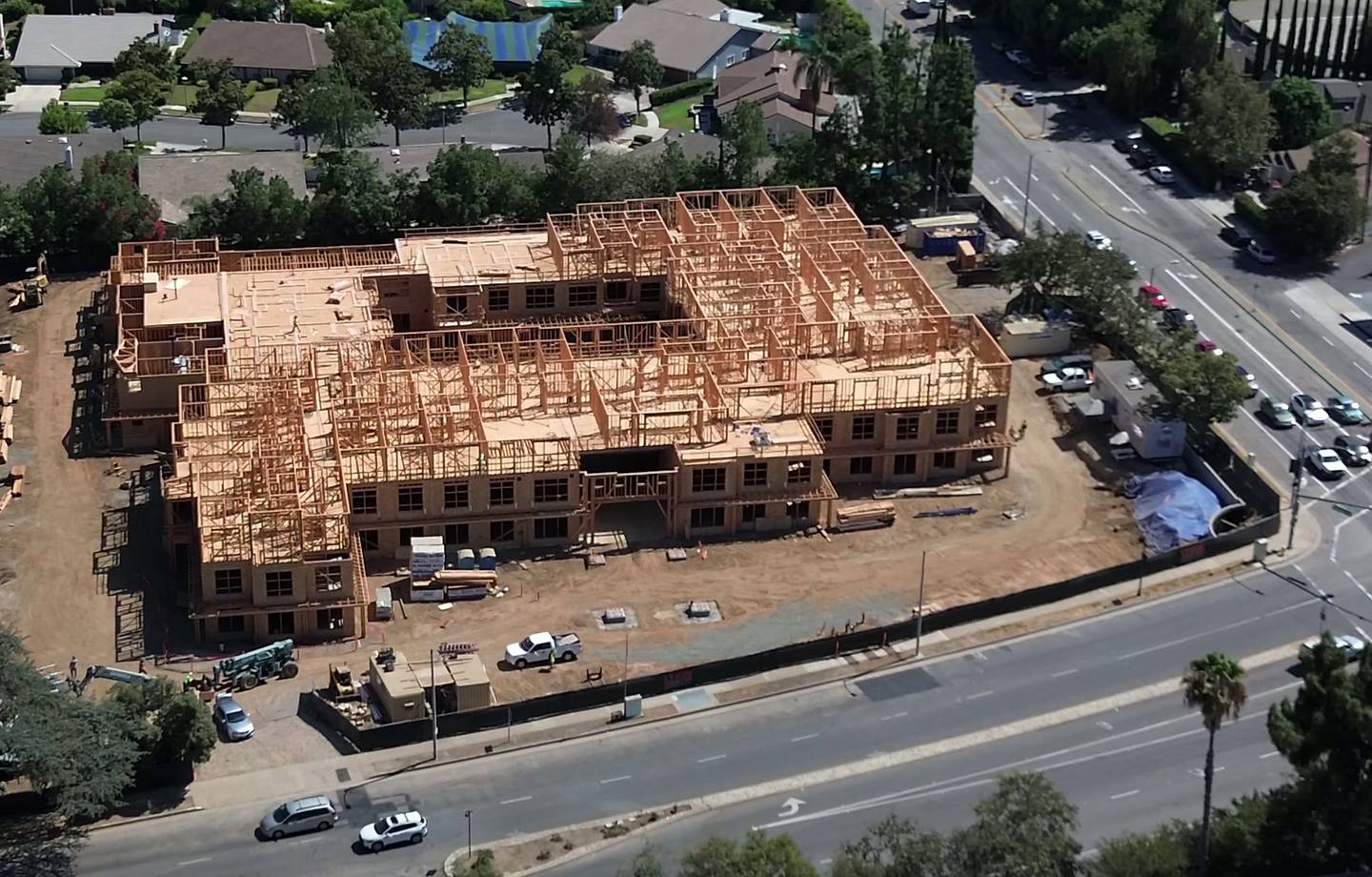 The Ivy Arcadia: three stories of wood framing across a full city block